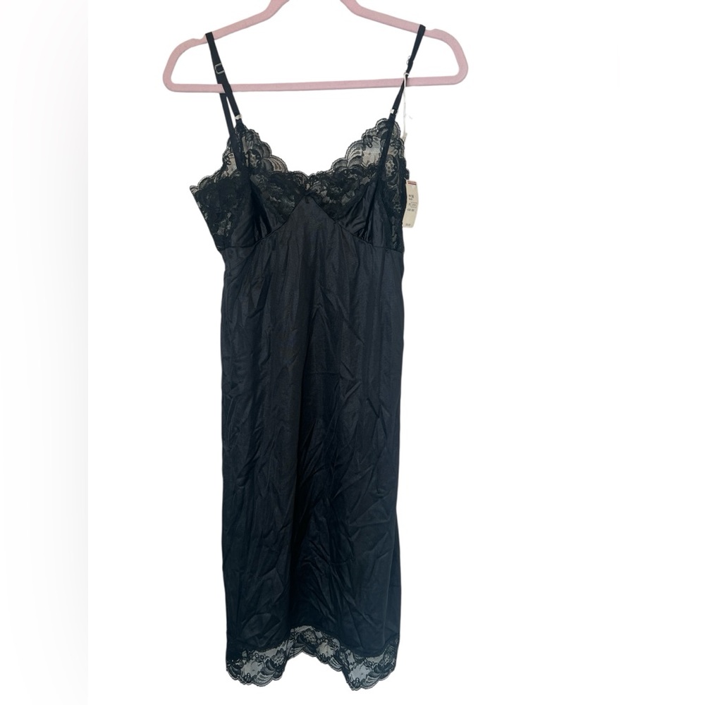 Vintage Lace Trim Slip Size 36 Black With Store Tags Whimsygoth Fairy Grunge